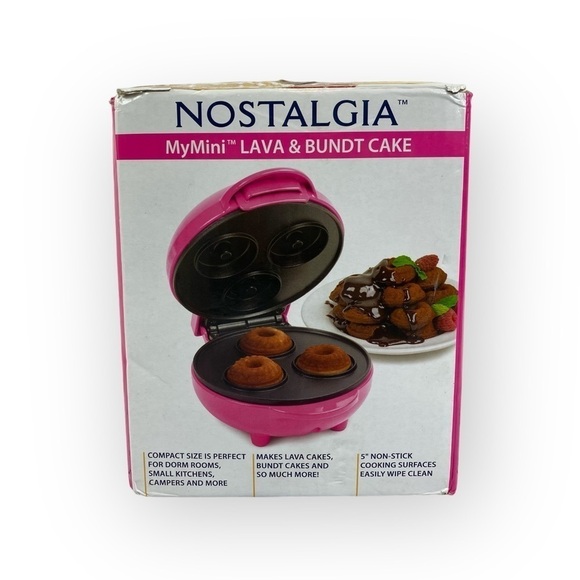 NEW Nostalgia MyMini Lava Bundt Cake Maker Mini Countertop Baker Electric Pink - Picture 1 of 7